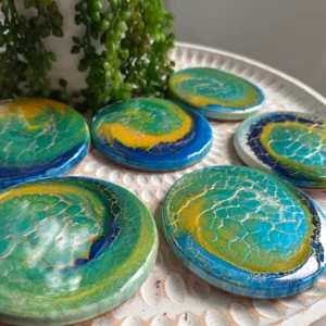 Ocean Inspired Resin-coated Coasters - Set of 6