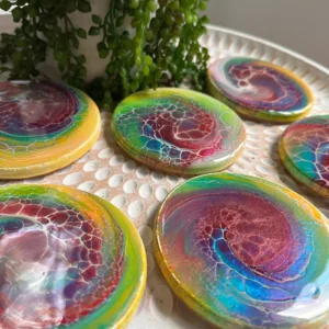 Party Inspired Resin-coated Coasters - Set of 6